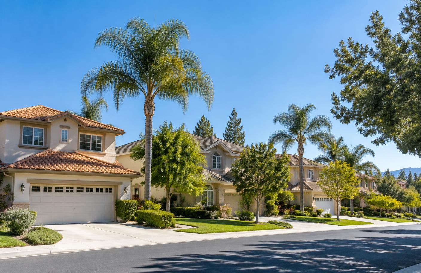 Suburban Bay Area homes on a sunny street